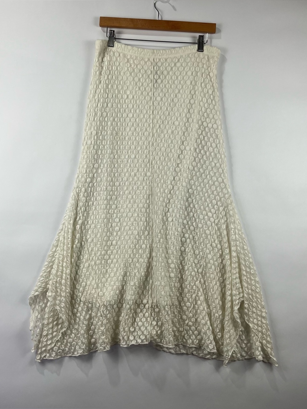 I.C. by Connie K Elastic Waist Lined Lace Mermaid Maxi Skirt Flowy Made USA M